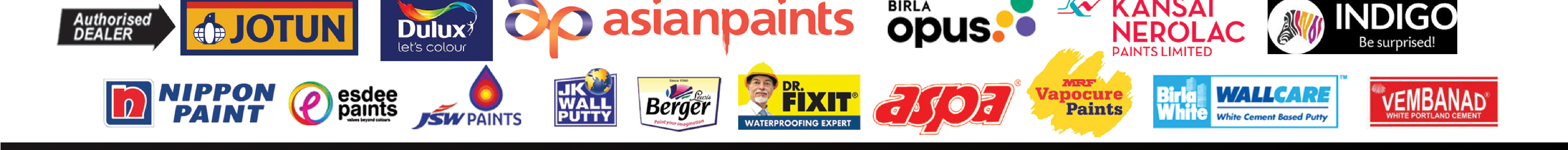 Paint brand logos available at Palackathottiyil Colour House